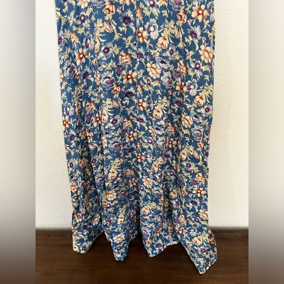 Vtg90’s V neck button front floral boho cottagecore coquette midi dress Sz S - Picture 10 of 12